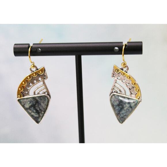 None Jewelry - Silver with Gold Accent Fashion Earrings E151